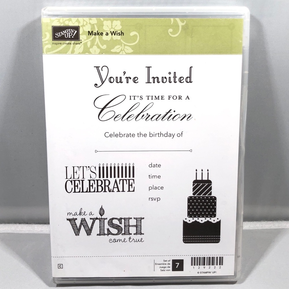 Stampin’ Up! MAKE A WISH Stamps Set (7 stamps)  Item 129222